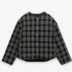 ZARA BOUCLE JACKET BLACK SIZE S